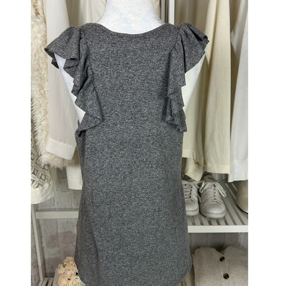 Gap Women's Sz M Tall Heather Gray Ruffle Trim Lightweight Racerback Tank #0483 - Picture 5 of 9